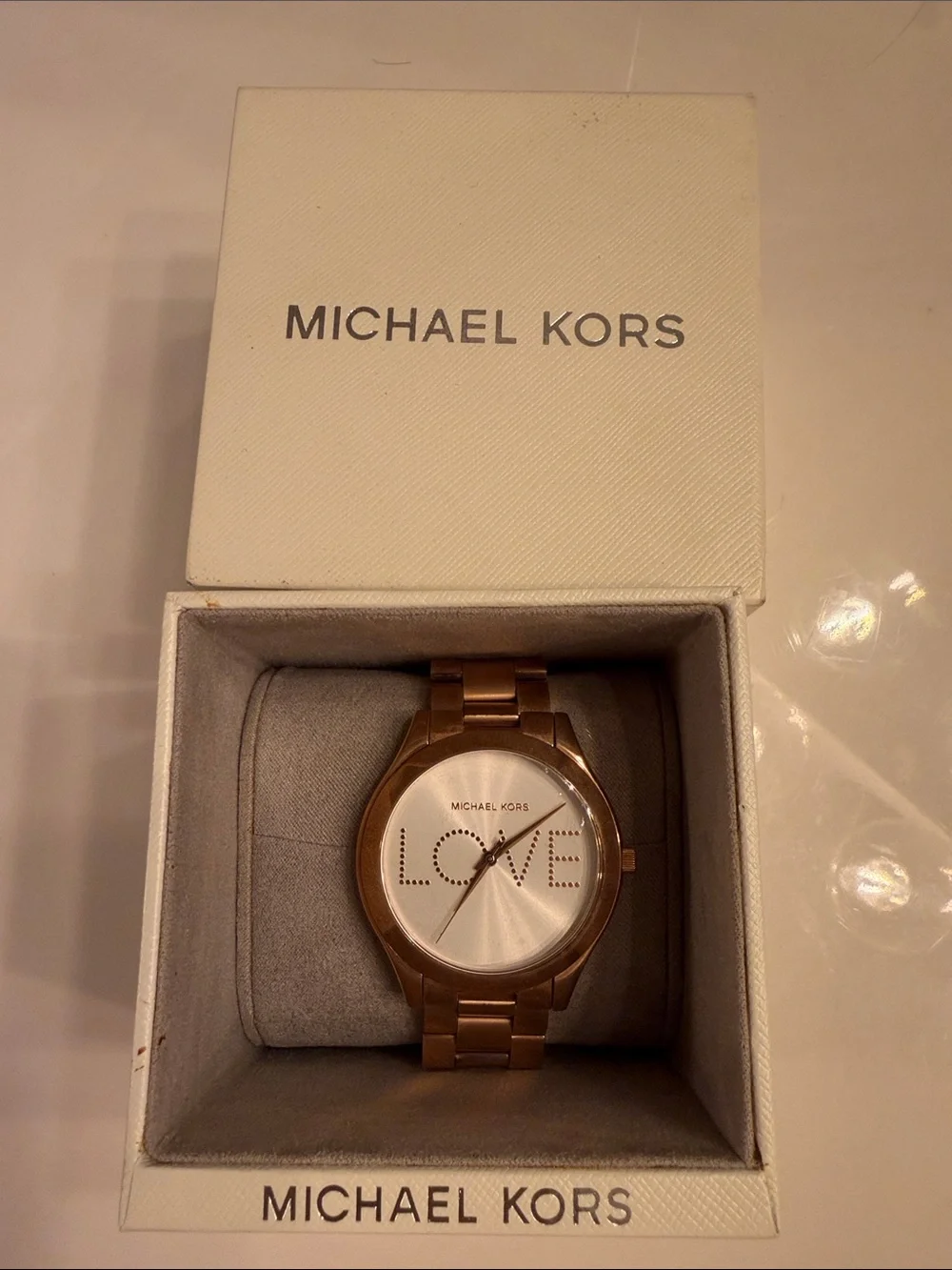 Michael Kors Rose Gold Watch with LOVE Dial